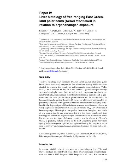 Organohalogen concentrations and a gross and histologic ...