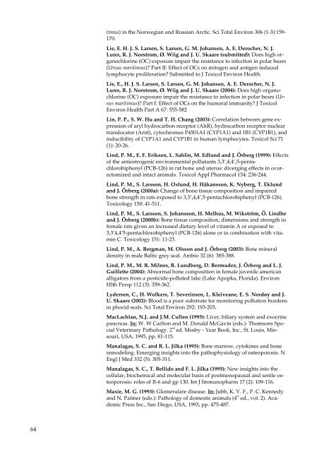 Organohalogen concentrations and a gross and histologic ...