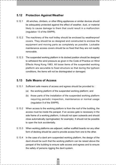 Code of Practice for Safe Use and Operation of Suspended Working ...