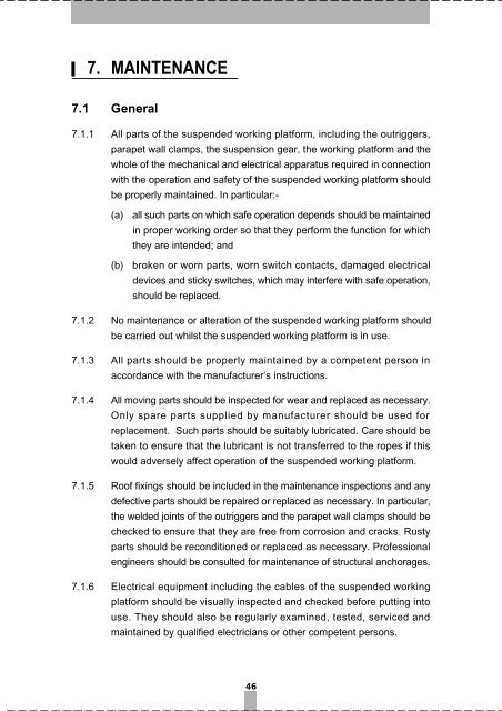 Code of Practice for Safe Use and Operation of Suspended Working ...