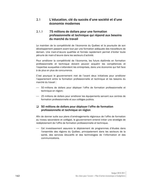 Plan d'action Ã©conomique et budgÃ©taire - Budget - Gouvernement ...