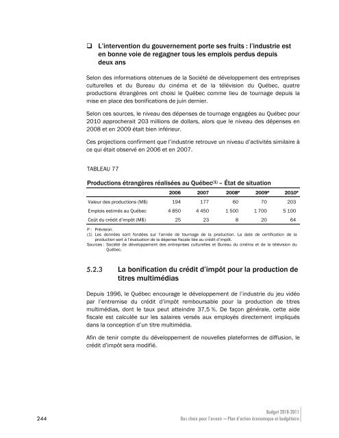 Plan d'action Ã©conomique et budgÃ©taire - Budget - Gouvernement ...