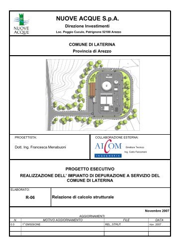 Relazione di calcolo delle strutture in c.a. - Nuove Acque