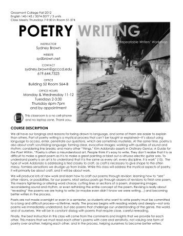 POETRY WRITING - Sydney Brown