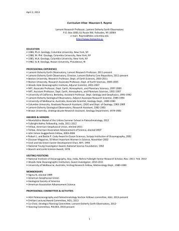 CV/Publications list (pdf format) - Raymo