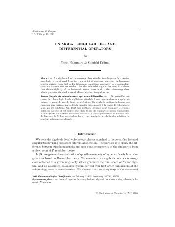 UNIMODAL SINGULARITIES AND DIFFERENTIAL OPERATORS by ...