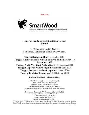 Laporan Penilaian Sertifikasi SmartWood untuk: PT Sumalindo ...