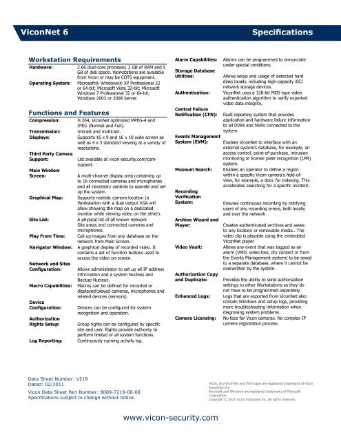 ViconNet Version 6 Data Sheet - Vicon