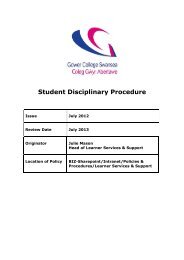 Student Disciplinary Procedure - Gower College Swansea