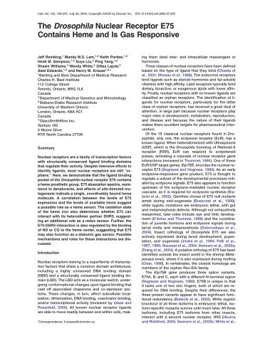 The Drosophila Nuclear Receptor E75 Contains Heme and Is Gas ...