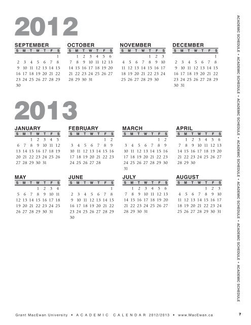 Academic Calendar 2012/2013