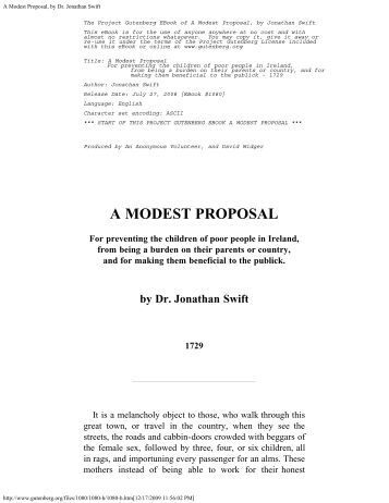 Swift's a modest proposal pdf