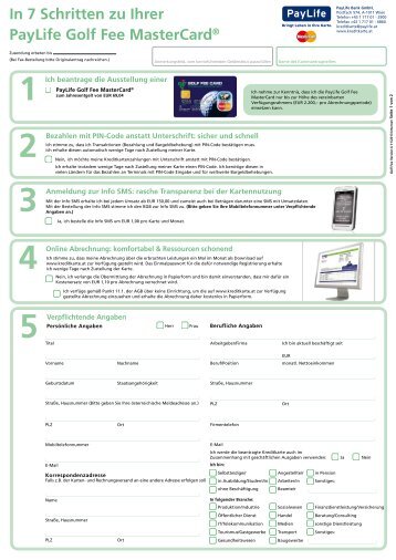 Kartenbestellung PayLife Golf Fee MasterCard (pdf) - Kreditkarte.at