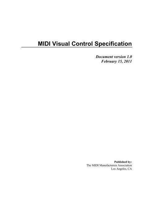 MIDI Visual Control Specification - MIDI Manufacturers Association