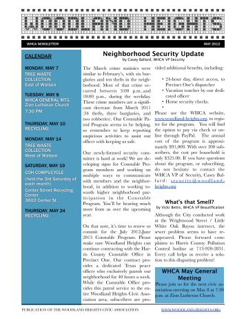 WHCA Newsletter - May 2012 - Woodland Heights