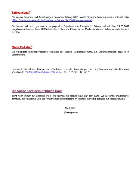 Arunachala - Newsletter Juli 2012 - SOMA-Work.de