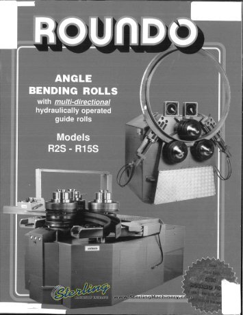 Roundo Angle Bending Rolls Models R2S - R15S Brochure