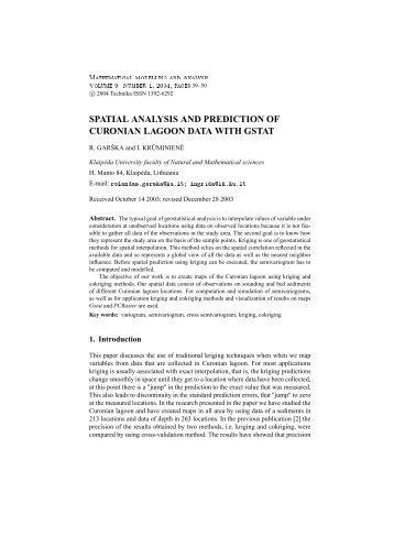 spatial analysis and prediction of curonian lagoon data with gstat