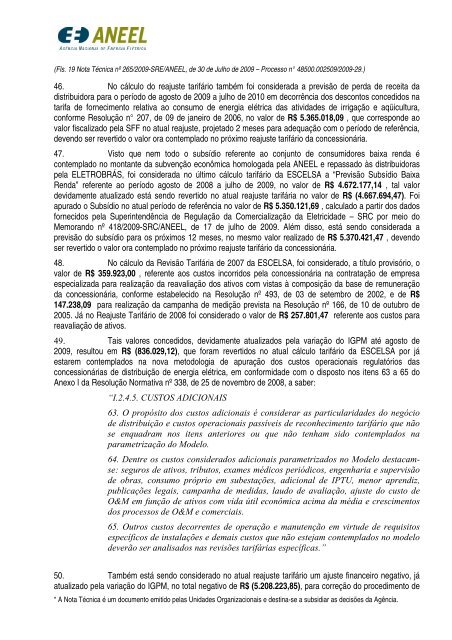 reajuste tarifário da escelsa - 2009 anexos - EDP no Brasil ...