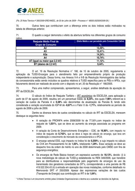 reajuste tarifário da escelsa - 2009 anexos - EDP no Brasil ...