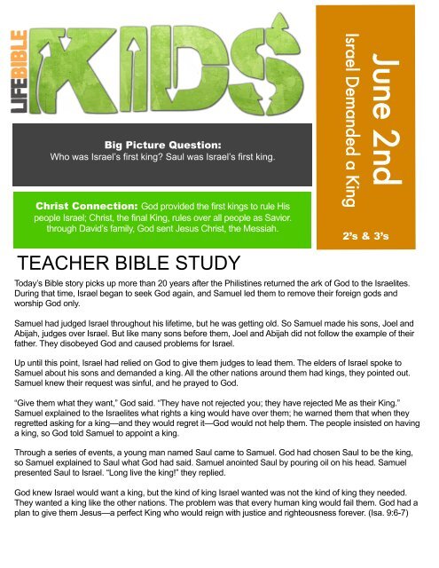 Unit 11 Session 1 2's & 3's - Life Bible Kids
