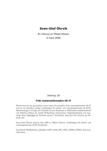 Sven-Olof Ã–hrvik - Tekniska museet
