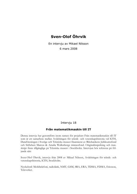 Sven-Olof Ã–hrvik - Tekniska museet
