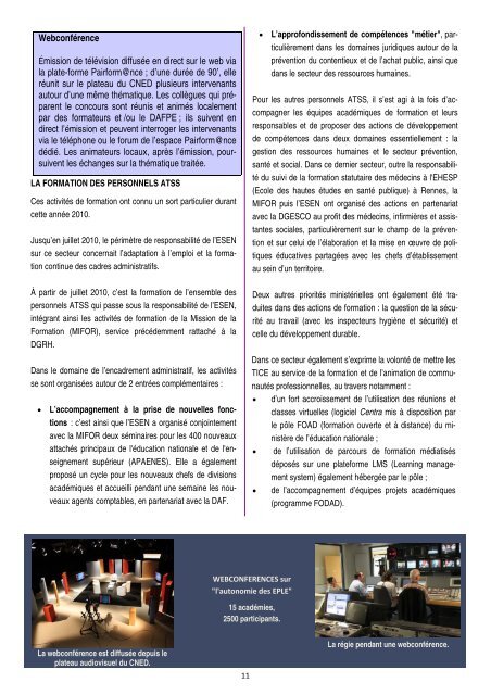 Rapport d'activitÃ© de l'ESEN 2010 - MinistÃ¨re de l'Ãducation nationale