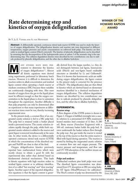 Rate determining step and kinetics of oxygen delignification