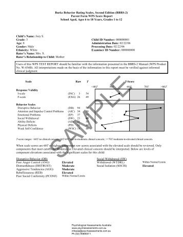 BBRS-2 Sample Report - Psychological Assessments Australia