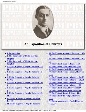 An Exposition of Hebrews - Holy Bible Institute