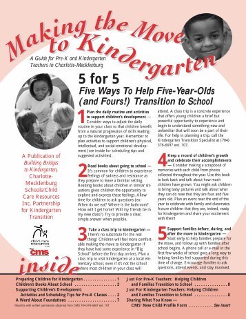 Making the Move to Kindergarten - Child Care Resources