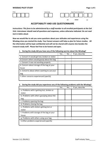 ACCEPTABILITY AND USE QUESTIONNAIRE