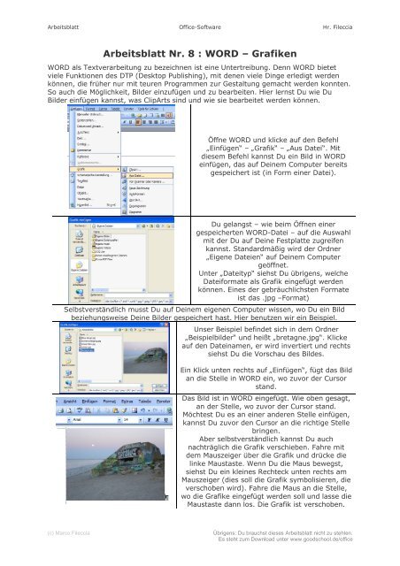 Arbeitsblatt Nr 8 Word A Grafiken Goodschool De