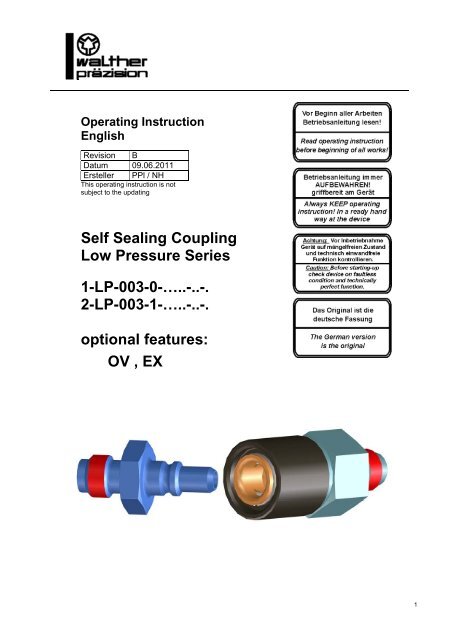coupling, type LP-003, Rev-B - Carl Kurt Walther GmbH & Co. KG