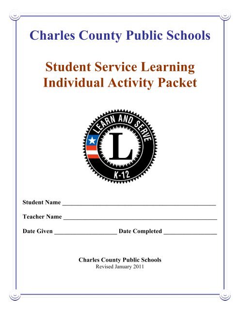 Individual Activity Packet - Charles County Public Schools