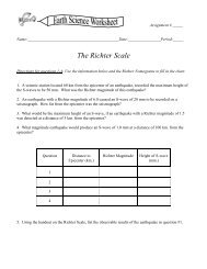 Richter Scale Worksheet