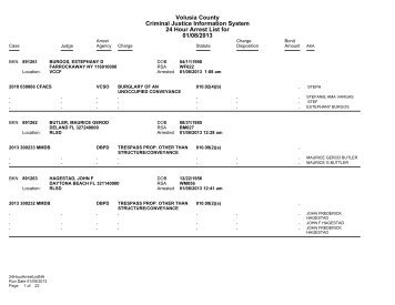 Volusia County Criminal Justice Information System 24 Hour Arrest ...