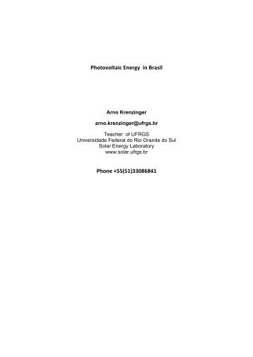 Photovoltaic Energy in Brasil Phone +55(51)33086841 - EULARINET