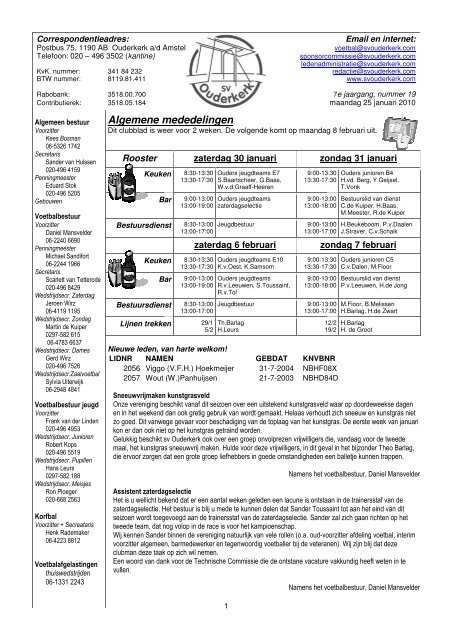 Algemene mededeling lgemene mededelingen - SV Ouderkerk