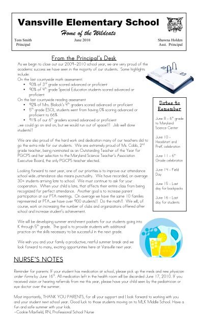 Vansville Elementary School - Prince George's County Public ...