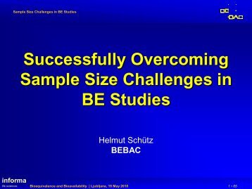 Successfully Overcoming Sample Size Challenges in BE Studies