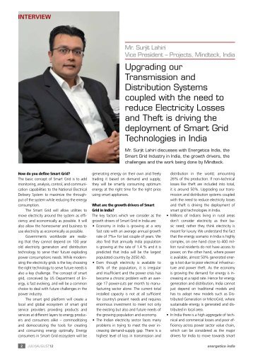 Mr. Surjit Lahiri on the Smart Grid Technologies - Mindteck