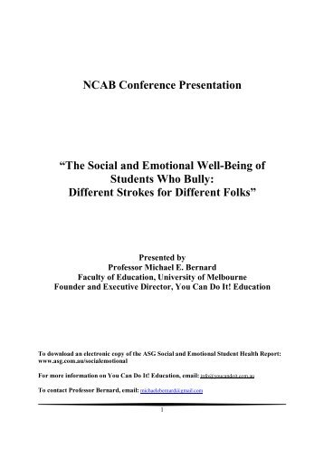 The social and emotional wellbeing of students who bully different ...