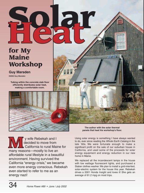 Solar Heat: for My Maine Workshop - Home Power Magazine