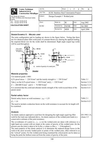 Design Example 5 Welded joint - Steel-stainless.org