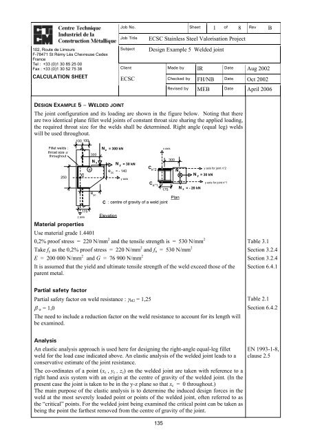 Design Example 5 Welded joint - Steel-stainless.org