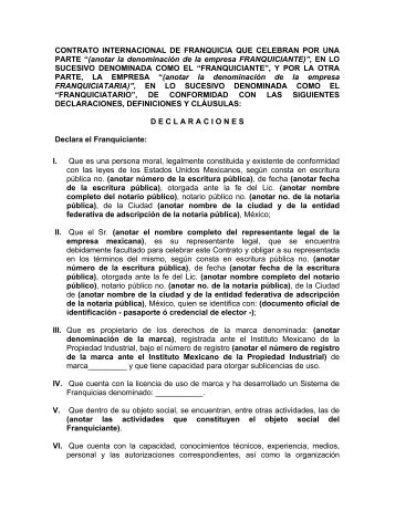 Formato de Contrato Internacional de Franquicia