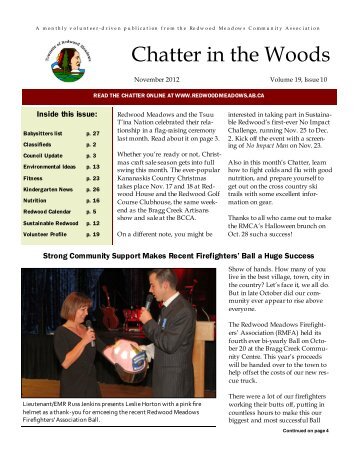 November 2012 Chatter - Townsite of Redwood Meadows