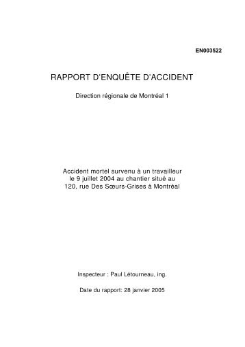 RAPPORT D'ENQUÃTE D'ACCIDENT - Centredoc.csst.qc.ca